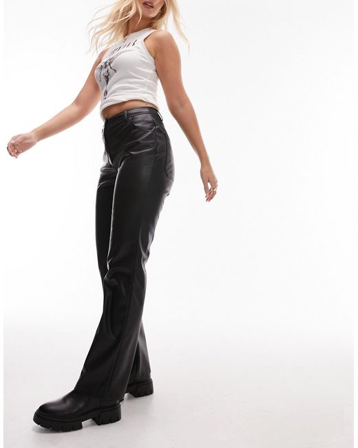 TopShop Hourglass faux leather straight leg pants in