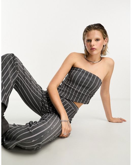 Collusion bengaline bandeau top in pinstripe part of a set-