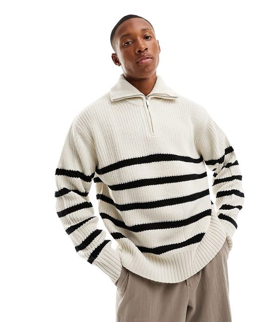 Bershka 1/4 zip knitted sweater in