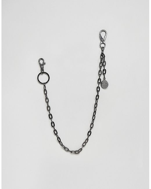 DesignB London DesignB gunmetal jean chain with medallion charm