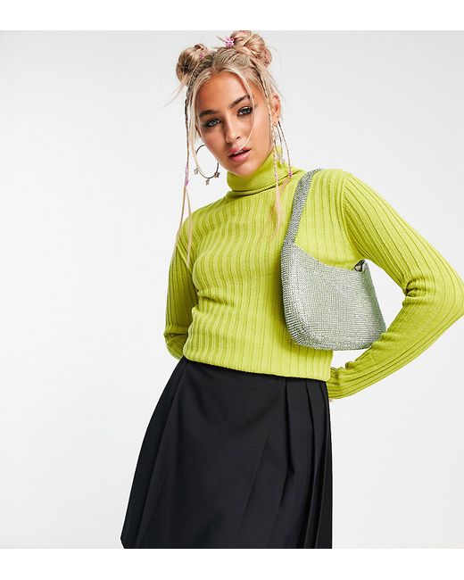 Collusion knitted roll neck sweater in bright