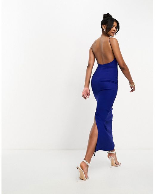 Vesper low back strappy maxi dress in cobalt-