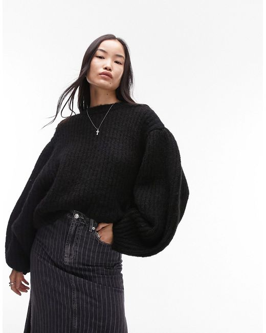 TopShop knitted volume sleeve fluffy sweater