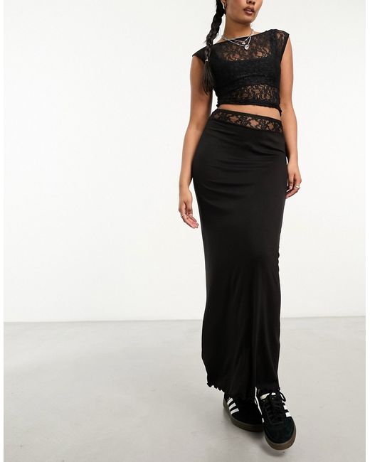 Collusion lace panel maxi skirt