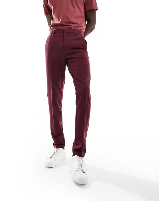 Asos Design smart skinny pants burgundy-