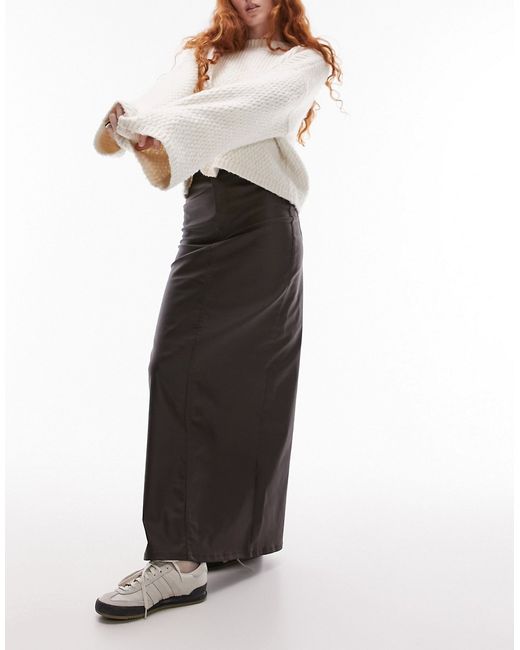 TopShop denim maxi skirt coated