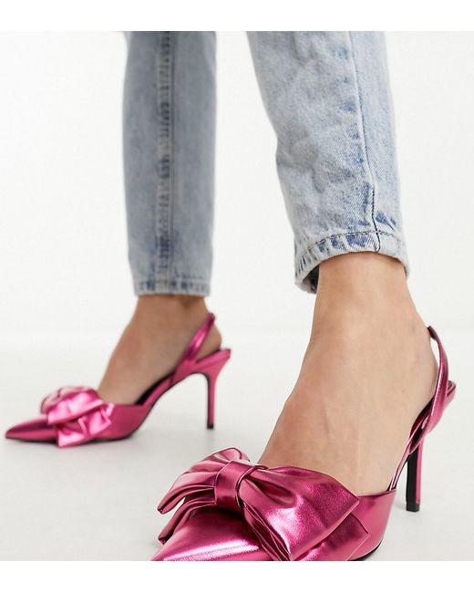 Raid Exclusive pointed heeled shoes with bow metallic pink-