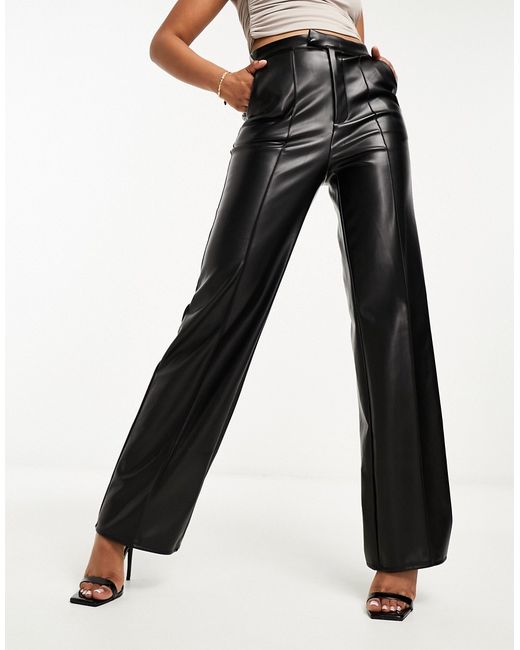 Kaiia leather look wide leg pants