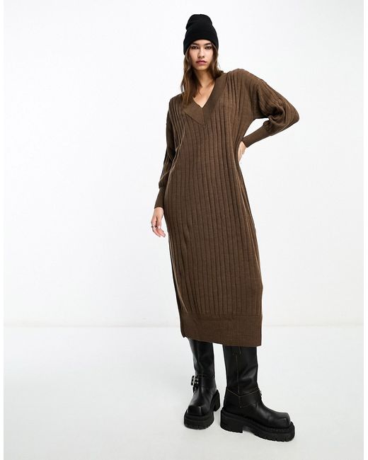Only knitted v neck maxi dress