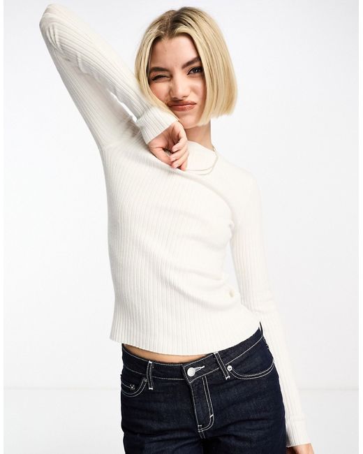 Noisy May crew neck knitted ribbed top