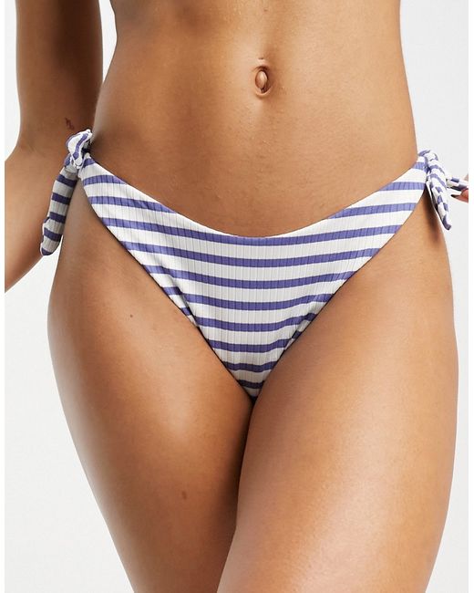 Other Stories tie side bikini bottoms blue and white stripe-