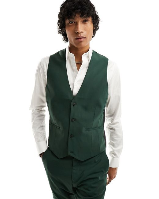 Asos Design skinny suit vest dark