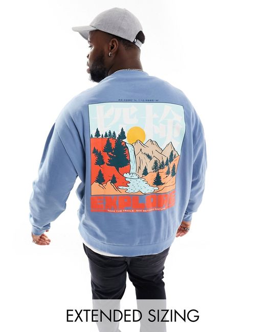 Asos Design oversized sweatshirt with outdoors back print