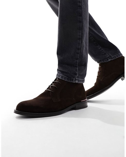 Tommy Hilfiger core suede leather boots cocoa-