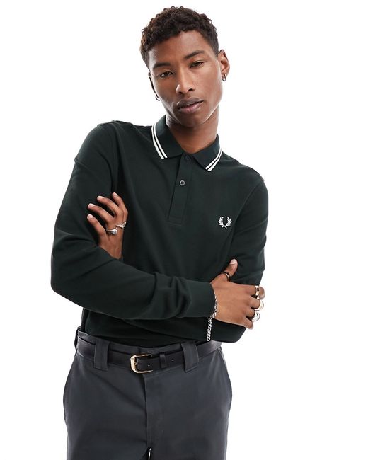Fred Perry twin tipped long sleeve polo shirt night