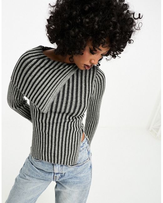 Asos Design sweater with asymmetric neck plated rib