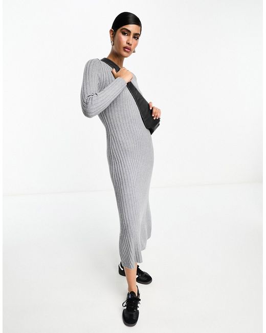 Other Stories flared ribbed knitted midi dress