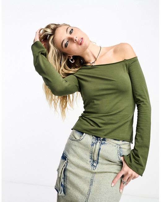 Collusion off the shoulder long sleeve top