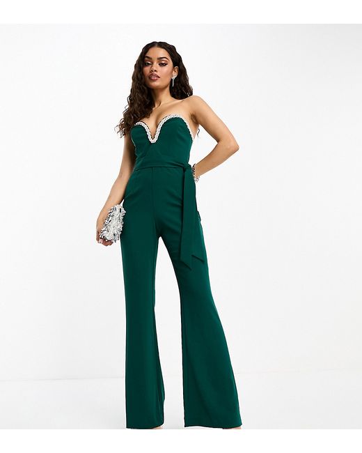 Ever New Petite embellished bandeau jumpsuit emerald-
