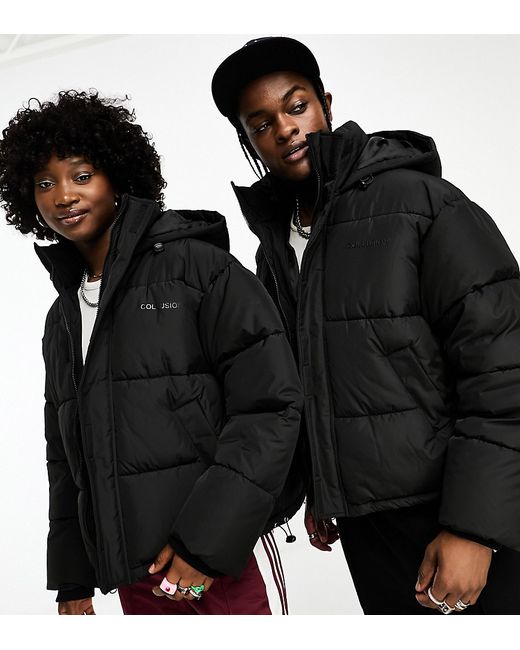 Collusion nylon puffer jacket with branding