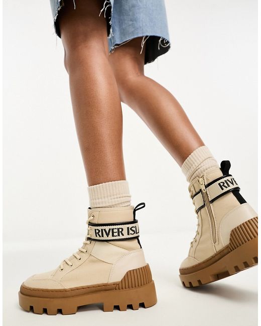 River Island canvas boot with logo