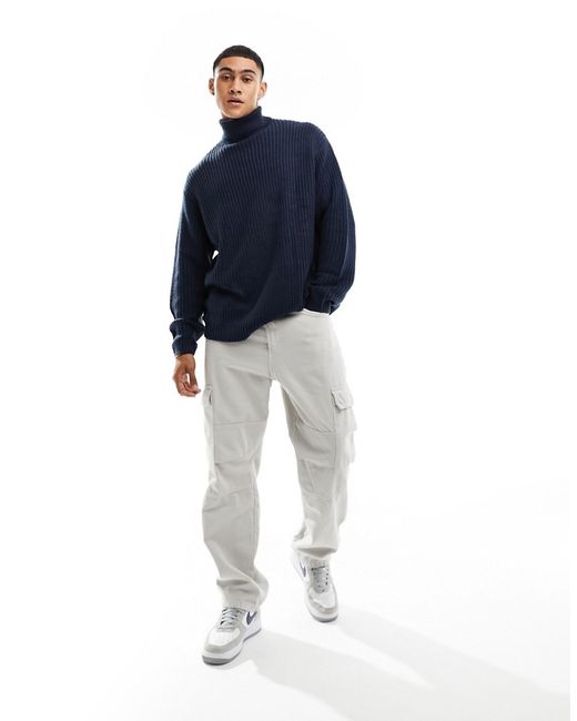 Asos Design oversized knit fisherman rib roll neck sweater
