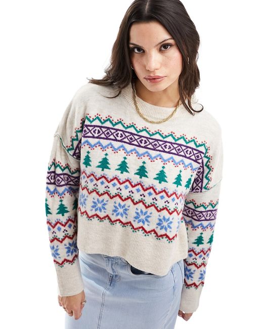 Asos Design reversible Christmas sweater all over fairisle pattern-