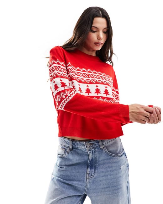 Asos Design Christmas sweater with placement fairisle pattern
