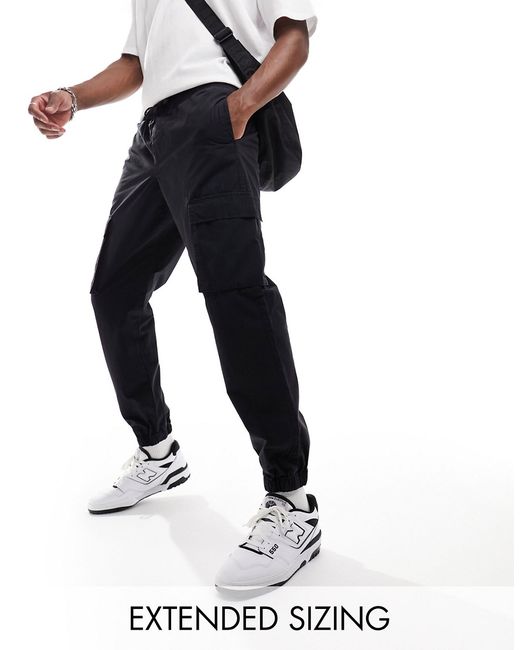 Asos Design tapered pull on cargo pants washed with elastic waist