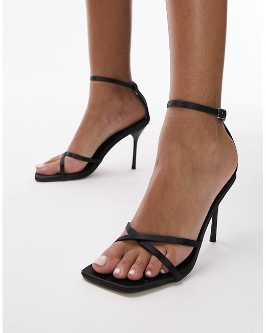 TopShop Faith strappy two part heeled sandals satin