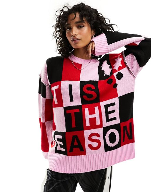 Asos Design all-over slogan Christmas sweater-