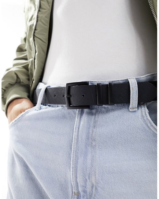 Pull & Bear leather effect belt with double buckle