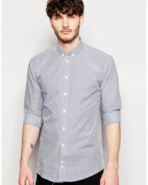 Minimum Fitted Shirt with Long Sleeves and Stretch In Slim Fit