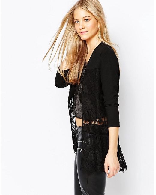 BCBGeneration Lace Overlay Jacket in 001