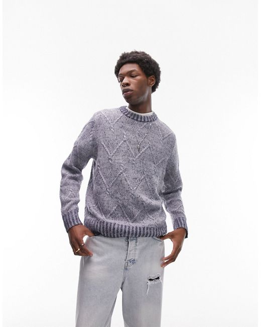 Topman space dye jacquard cable knit sweater