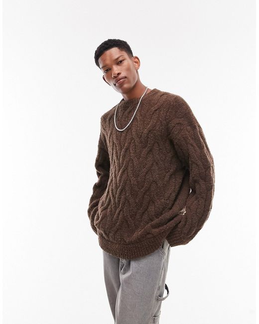 Topman sweater with enlarged cable-