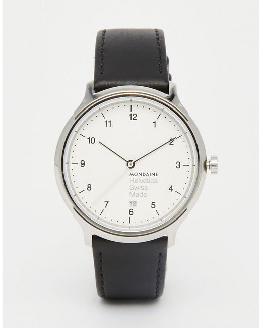 Mondaine Helvetica Bold Leather Watch In 40mm
