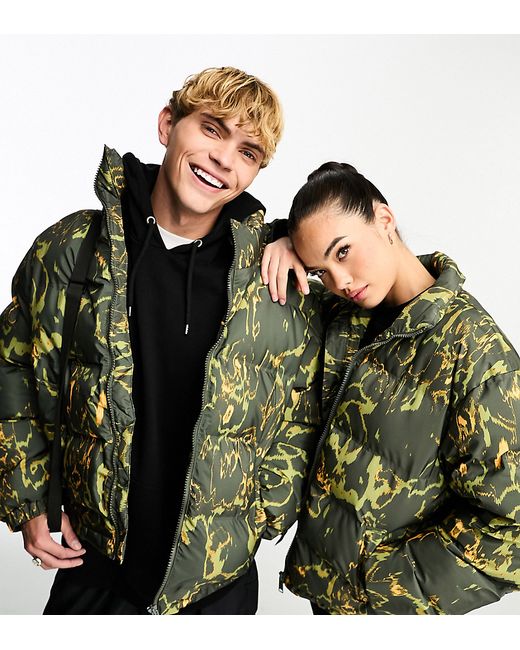 Weekday Cole puffer jacket all over print exclusive to