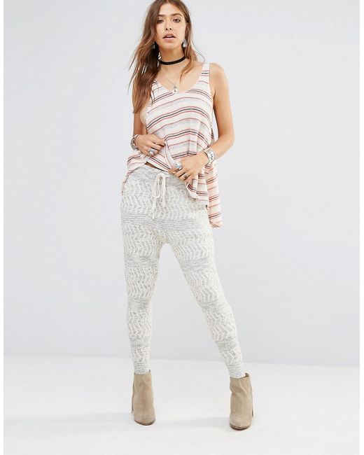 Free People Roadtrip Printed Joggers Ivory combo