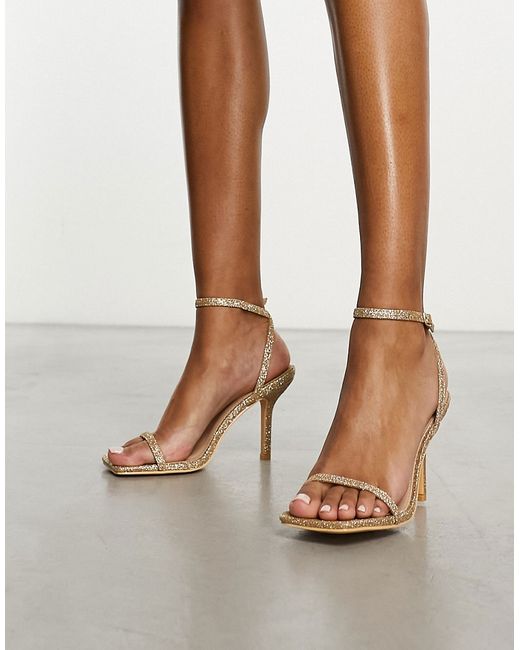 Glamorous barely there heeled sandals glitter