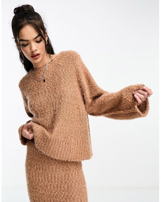 Asos Design oversized sweater textured yarn camel part of a set-