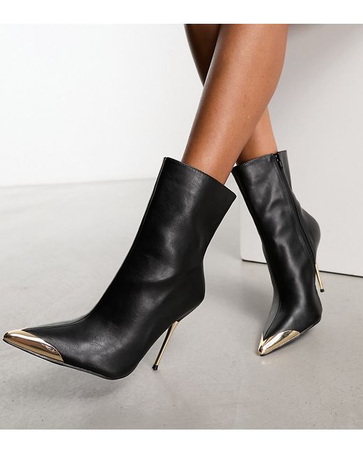 Public Desire Wide Fit high ankle boots with metal toe cap