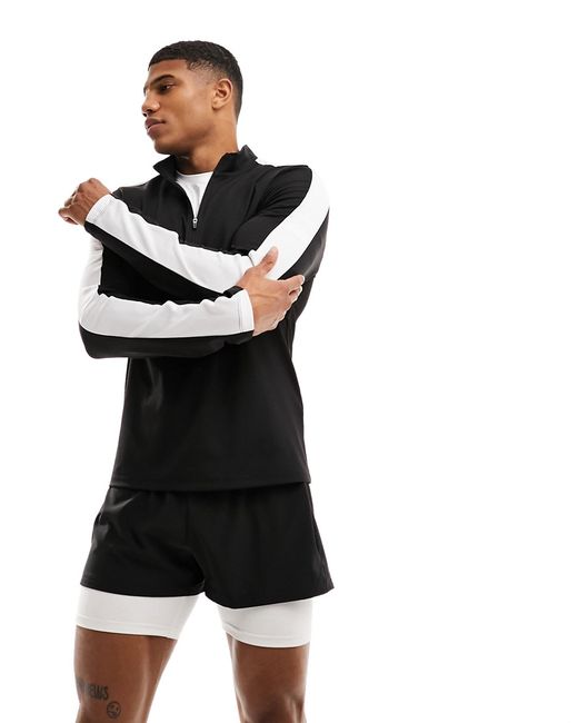 Asos 4505 training track 1/4 zip top with contrast panel