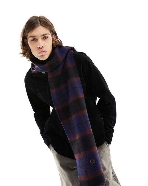 Fred Perry tartan wool scarf