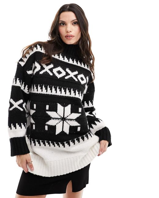 Asos Design high neck sweater fairisle pattern