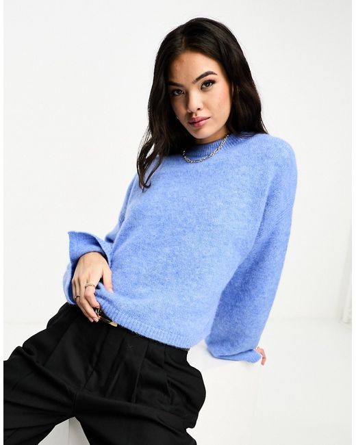Asos Design crew neck sweater with wide cuff and split alpaca wool blend