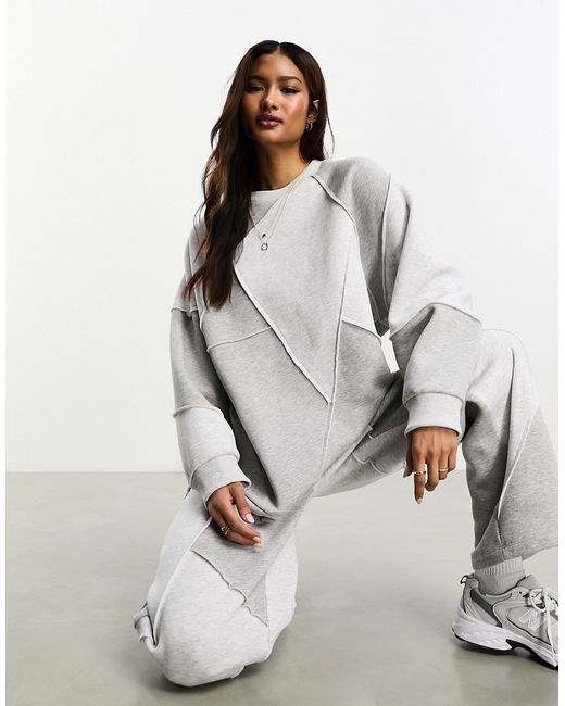 Asos Design oversized sweatshirt with patchwork detail heather part of a set