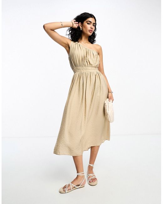 French Connection one shoulder ruched midi dress