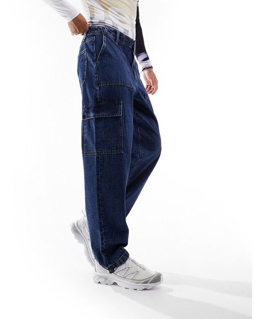 Asos Design baggy jeans with cargo pockets dark wash