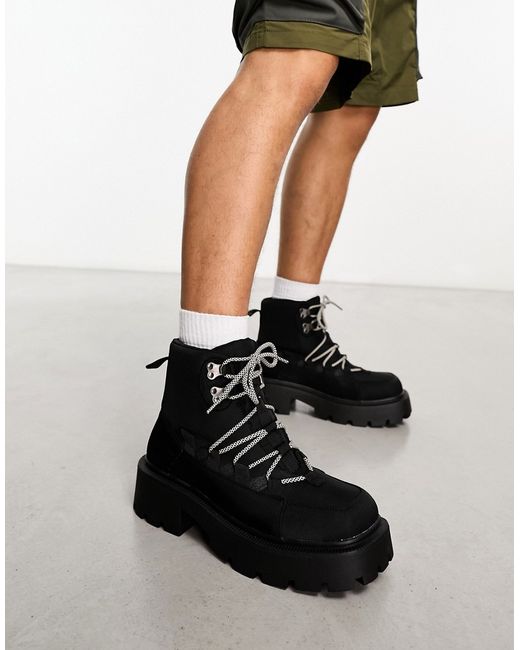 Truffle Collection chunky hiker boots with bungee cord detail